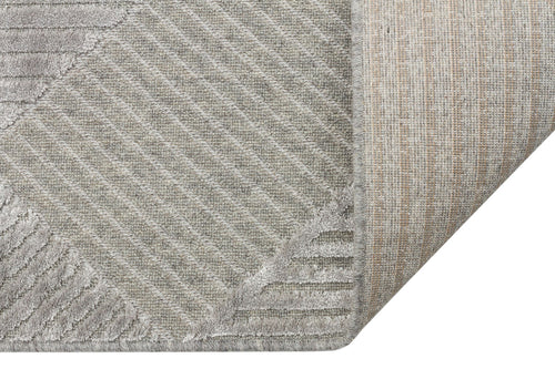 Grey Geometric Area Rug – Wool Viscose Carpet | Machine Made Modern Woven
