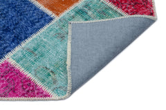 Iskece 33235 Beige Patchwork Wool Handmade Area Rug 5'3" x 7'7"