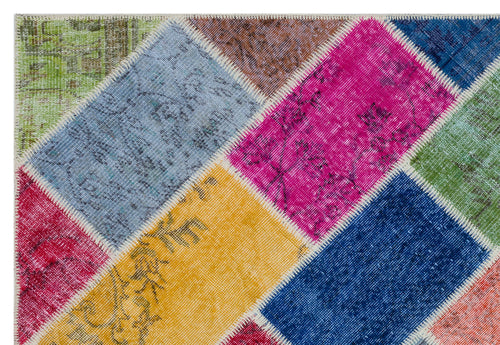 Iskece 33236 Beige Patchwork Wool Handmade Area Rug 5'3" x 7'7"