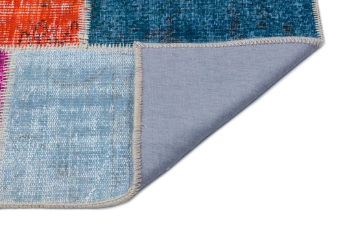 Iskece 33242 Beige Patchwork Wool Handmade Area Rug 5'3" x 7'7"