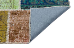 Iskece 33252 Beige Patchwork Wool Handmade Area Rug 5'3" x 7'7"