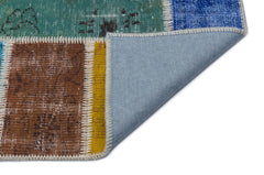 Iskece 33254 Beige Patchwork Wool Handmade Area Rug 5'3" x 7'7"