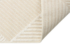 Geometric Wool Area Rug – Machine Made Rug with High Low Texture & Natural Fiber