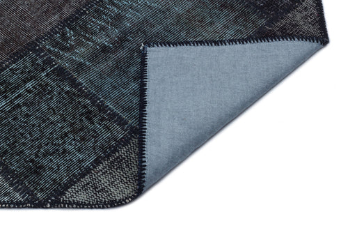 Iskece Black Vintage Wool Handmade Area Rug 5'2" x 7'9"