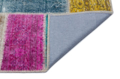 Iskece 33267 Beige Patchwork Wool Handmade Area Rug 5'3" x 7'8"