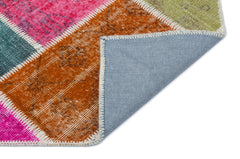 Iskece 33291 Beige Patchwork Wool Handmade Area Rug 2'7" x 4'11"