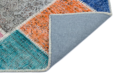 Iskece 33295 Beige Patchwork Wool Handmade Area Rug 2'7" x 4'11"