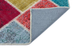 Iskece 33298 Beige Patchwork Wool Handmade Area Rug 2'7" x 4'11"