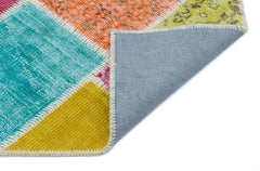 Iskece 33305 Beige Patchwork Wool Handmade Area Rug 2'7" x 4'11"