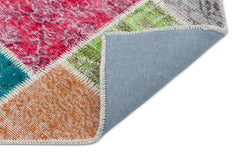 Iskece 33307 Beige Patchwork Wool Handmade Area Rug 2'7" x 4'11"