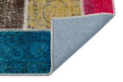 Iskece 33312 Beige Patchwork Wool Handmade Area Rug 2'7" x 4'11"