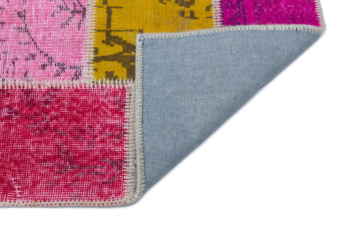 Iskece 33314 Beige Patchwork Wool Handmade Area Rug 2'7" x 4'11"