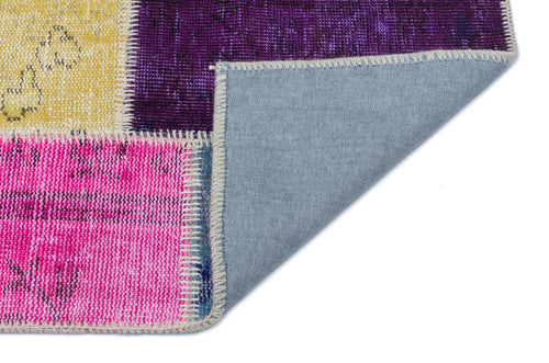 Iskece 33315 Beige Patchwork Wool Handmade Area Rug 2'7" x 4'11"