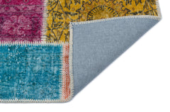 Iskece 33318 Beige Patchwork Wool Handmade Area Rug 2'7" x 4'11"