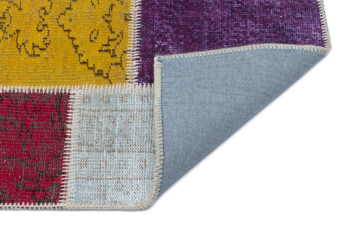 Iskece 33323 Beige Patchwork Wool Handmade Area Rug 2'7" x 4'11"