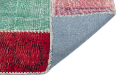 Iskece 33339 Beige Patchwork Wool Handmade Area Rug 2'7" x 4'11"