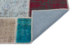 Iskece 33342 Beige Patchwork Wool Handmade Area Rug 2'7" x 4'11"