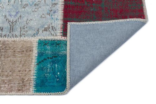 Iskece 33342 Beige Patchwork Wool Handmade Area Rug 2'7" x 4'11"