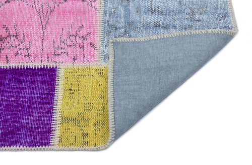 Iskece 33349 Beige Patchwork Wool Handmade Area Rug 2'7" x 4'11"