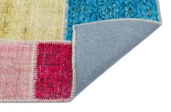 Iskece 33350 Beige Patchwork Wool Handmade Area Rug 2'7" x 4'11"