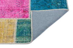 Iskece 33352 Beige Patchwork Wool Handmade Area Rug 2'7" x 4'11"