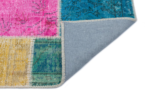 Iskece 33352 Beige Patchwork Wool Handmade Area Rug 2'7" x 4'11"