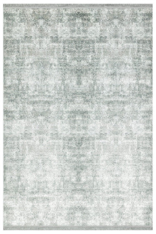 Vintage Area Rug - White Cotton Wool Blend Machine Made Rug for Living Room