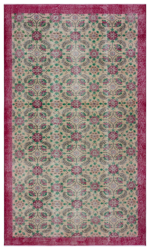 Atina Red Floral Wool Handmade Area Rug 5'7" x 9'5"