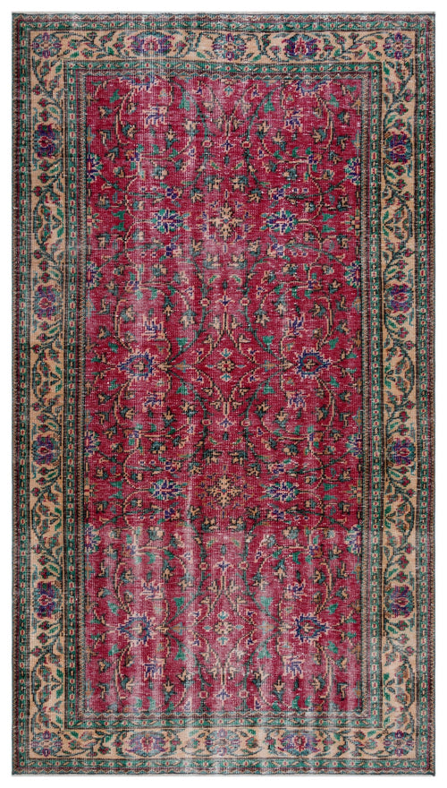Atina Red Vintage Wool Handmade Area Rug 5'5" x 10'1"