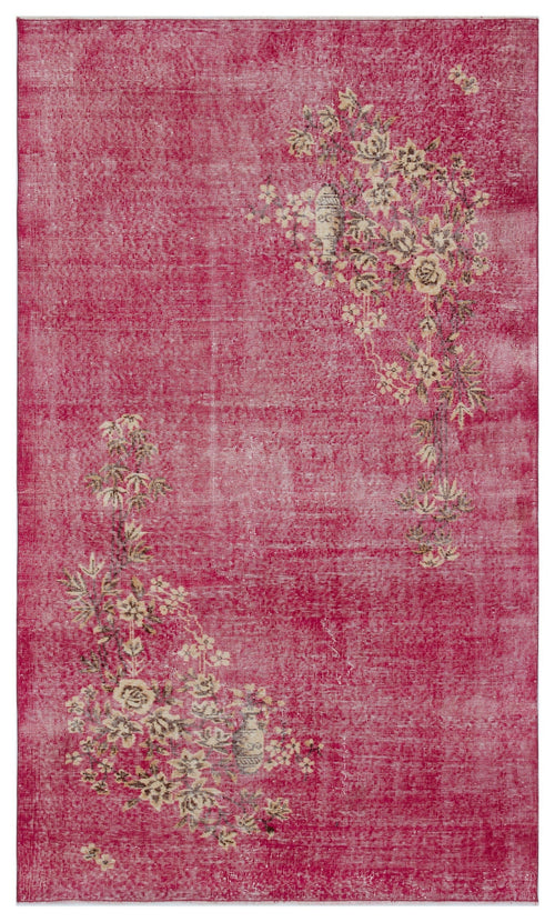Atina Pink Vintage Wool Handmade Area Rug 4'10" x 8'1"