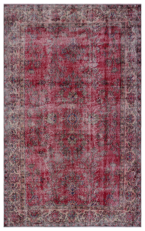 Atina Red Vintage Wool Handmade Area Rug 5'8" x 9'1"