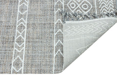 Machine Made Area Rug - Brown Geometric Cotton Yarn Carpet for Living Room