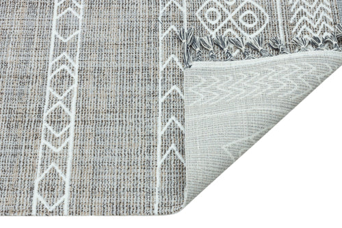 Machine Made Area Rug - Brown Geometric Cotton Yarn Carpet for Living Room