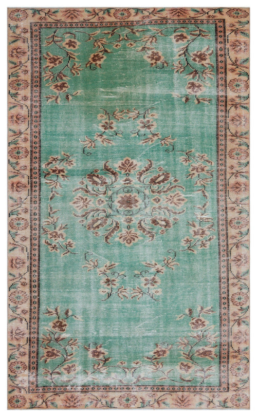 Atina Green Vintage Wool Handmade Area Rug 5'0" x 8'8"