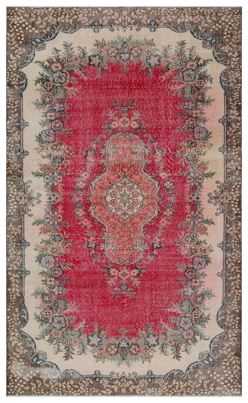 Atina Red Vintage Wool Handmade Area Rug 5'4" x 10'7"