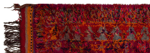 Girit Red Floral Wool Handmade Area Rug 3'7" x 9'10"