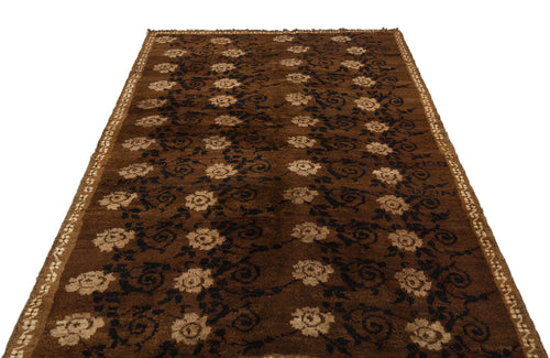 Girit Brown Geometric Wool Handmade Area Rug 4'11" x 7'3"