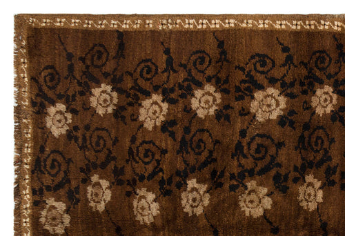 Girit Brown Geometric Wool Handmade Area Rug 4'11" x 7'3"