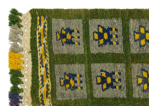 Girit Green Geometric Wool Handmade Area Rug 3'5" x 4'7"