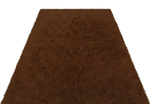 Girit Brown Geometric Wool Handmade Area Rug 4'4" x 6'7"