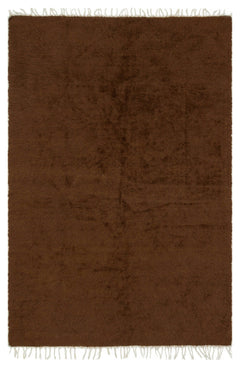 Girit Brown Geometric Wool Handmade Area Rug 4'4" x 6'7"