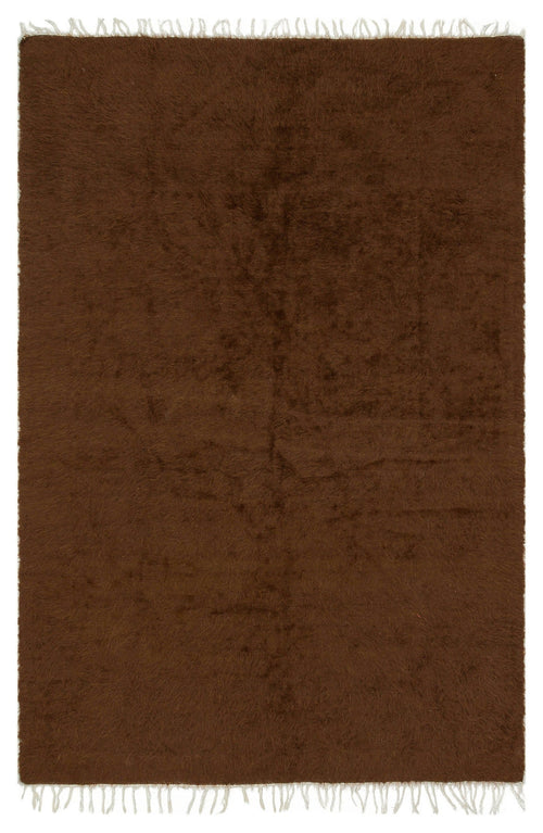 Girit Brown Geometric Wool Handmade Area Rug 4'4" x 6'7"