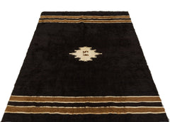 Girit Black Geometric Wool Handmade Area Rug 3'11" x 5'11"