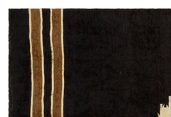 Girit Black Geometric Wool Handmade Area Rug 3'11" x 5'11"