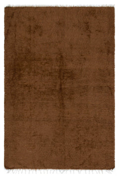 Girit Brown Geometric Wool Handmade Area Rug 4'2" x 6'3"