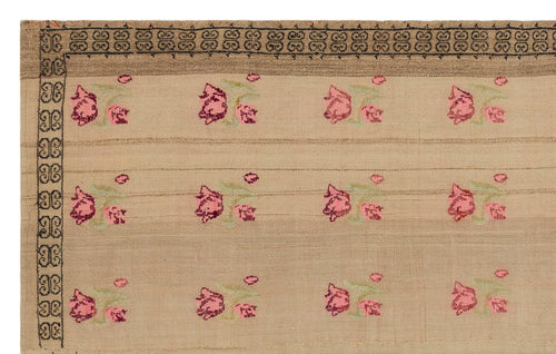 Girit Brown Geometric Wool Handmade Area Rug 5'2" x 8'3"