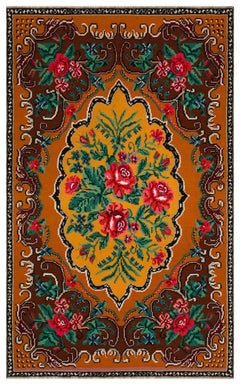 Girit Red Floral Wool Handmade Area Rug 5'9" x 9'4"