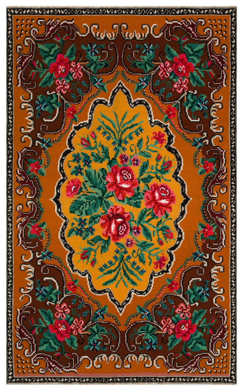Girit Red Floral Wool Handmade Area Rug 5'9" x 9'4"