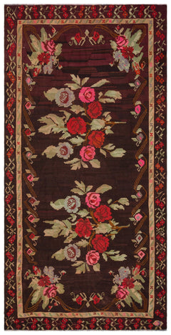 Girit Red Floral Wool Handmade Area Rug 6'4" x 12'2"