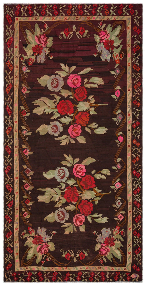 Girit Red Floral Wool Handmade Area Rug 6'4" x 12'2"
